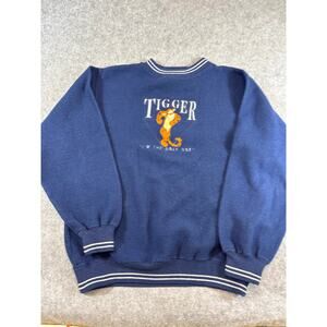 Vintage 90s Disney Tigger Sweatshirt Mens L Blue Fleece Crewneck Winnie The Pooh